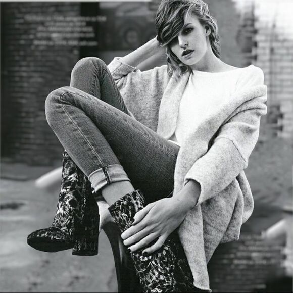 ASH WOMEN’S AS-FLORA MID-CALF BLOCK-HEEL BOOTS IN GOLD & BLACK WOMEN SIZES 9, 10 - Picture 15 of 15